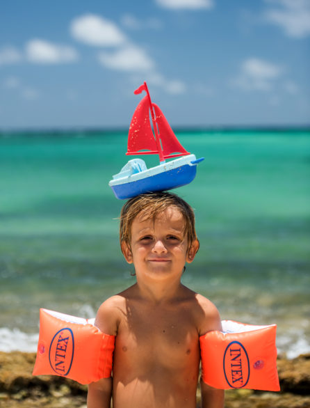 St. Barth's protraits, Oscar having fun at Petit-cul-de-Sac beach