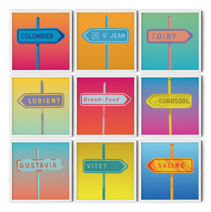 St. Barths poster art road sign collection