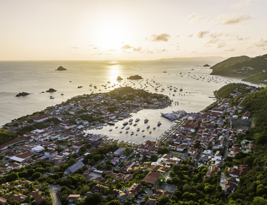 Aerial photo of Gustavia harbor, St. Barth, by Sébastien Martinon
